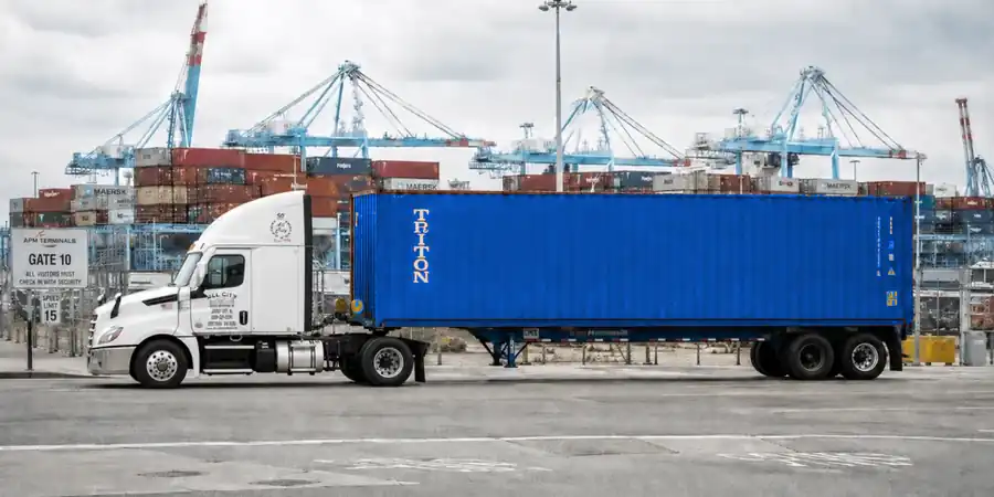Container chassis staged in the PrimePort yard in Irvington, NJ
